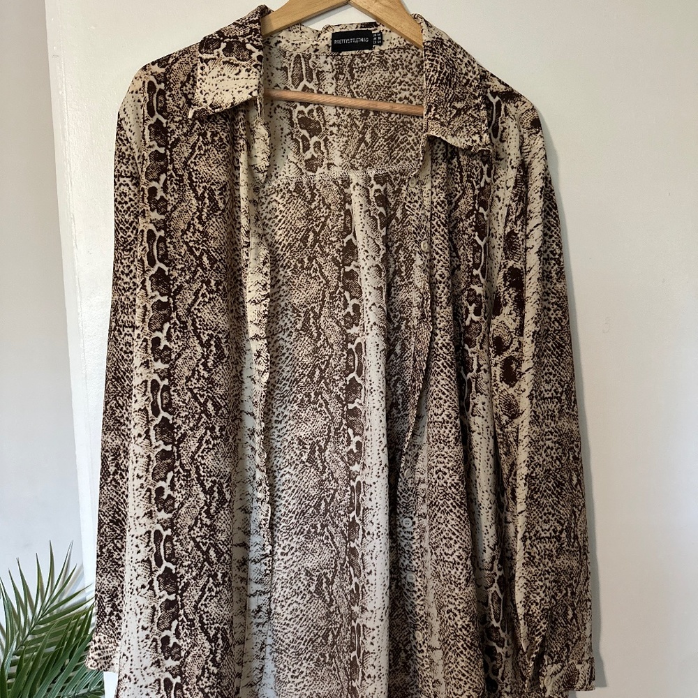 Brown snake skin oversized shirt